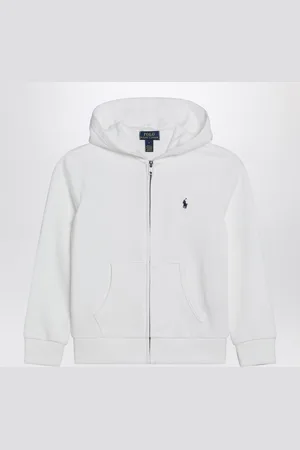 Ralph Lauren Felpa con zip bianca in misto cotone