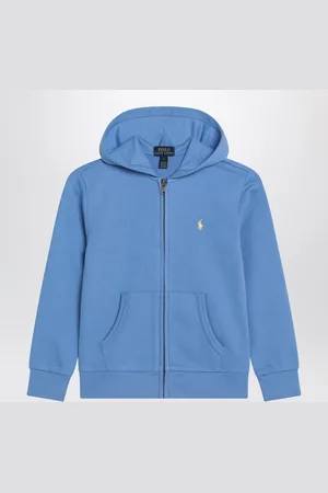 Ralph Lauren Felpa con zip azzurra in misto cotone