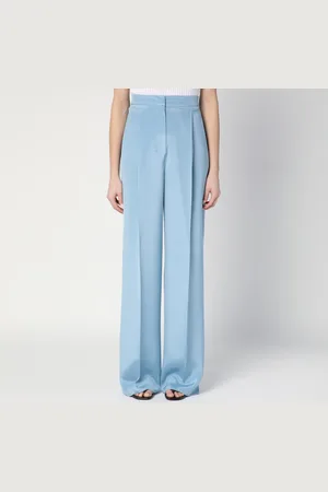 Max Mara Pantalone ampio celeste in seta