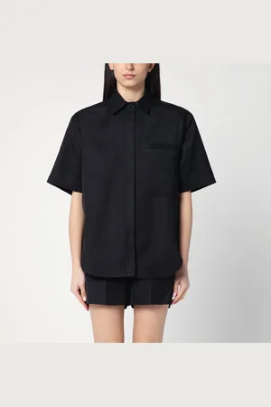 Loulou Studio Camicia nera in viscosa e lino