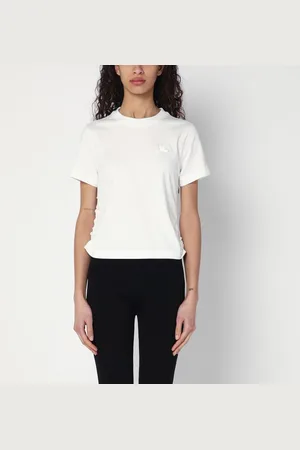 Burberry T-shirt bianca con dettaglio motivo Check