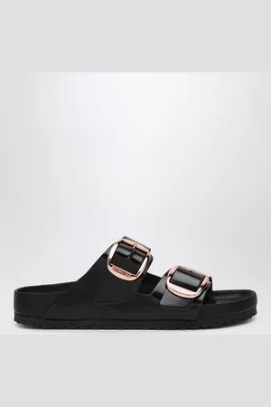 Birkenstock Slide Arizona Big Buckle in pelle lucida nera