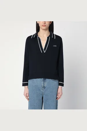 Gucci Polo blu navy con intarsio logo