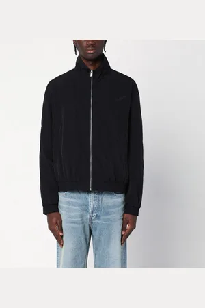 Saint Laurent Giacca con zip nera in nylon stropicciato