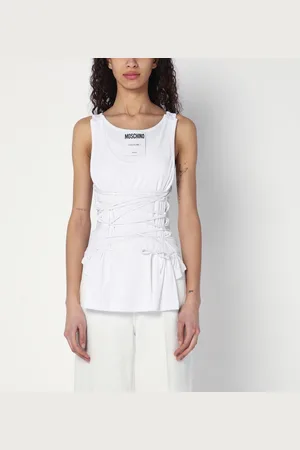 Moschino Canotta bianca in cotone con lacci