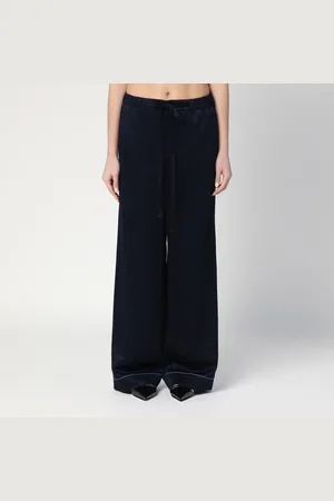 Gucci Pantalone blu scuro in raso con GG