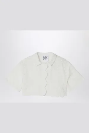DOUUOD Camicia cropped bianca in cotone