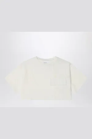 DOUUOD T-shirt cropped avorio in cotone
