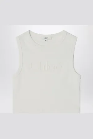 Chloé Top cropped bianco con logo
