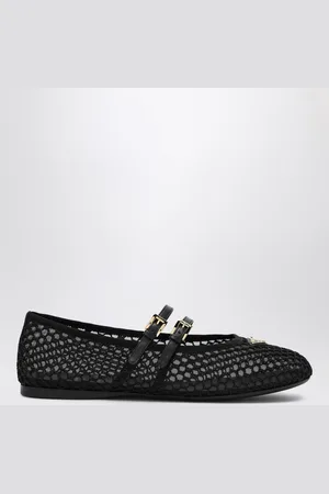 Prada Ballerina nera in mesh con triangolo logo