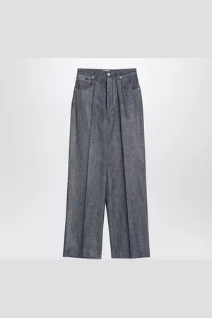 Bottega Veneta Pantalone blu/bianco in misto lana