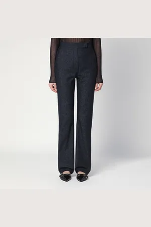 Max Mara Pantalone blu notte in cotone effetto denim