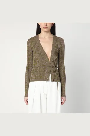 DRIES VAN NOTEN Cardigan asimmetrico bicolore rosa/verde