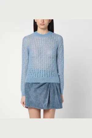 Loewe Maglione azzurro traforato in misto mohair
