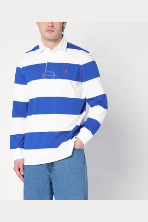 Ralph Lauren Polo a righe bianche/blu elettrico in cotone