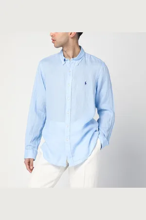 Ralph Lauren Camicia azzurra in lino Custom-Fit