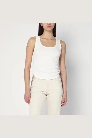 Burberry Canotta bianca con dettaglio motivo Check