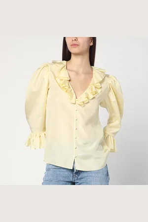 Chloé Blusa con volant giallo chiaro in seta