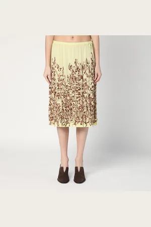 DRIES VAN NOTEN Gonna gialla in seta con paillette