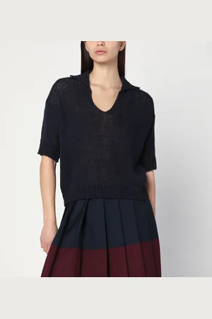 Roberto Collina Polo blu navy in maglia di misto cotone