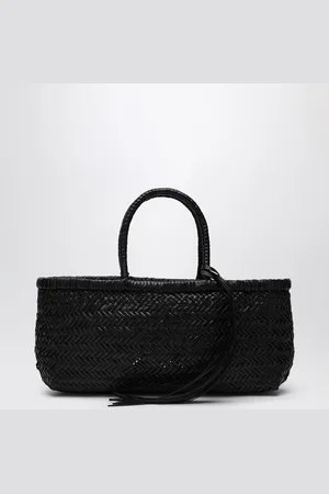 MANEBI Borsa tote in nappa intrecciata nera