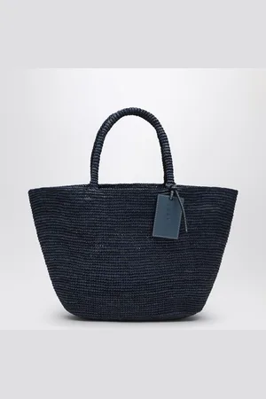 MANEBI Borsa Halfmoon blu navy in rafia