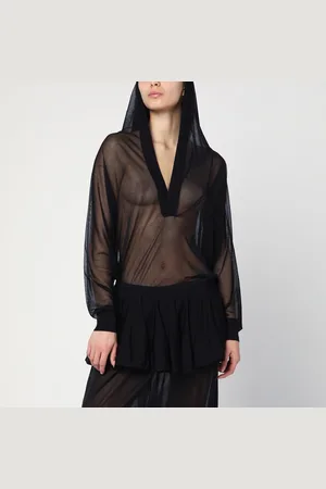 Alaïa Body con cappuccio nero in maglia sottile