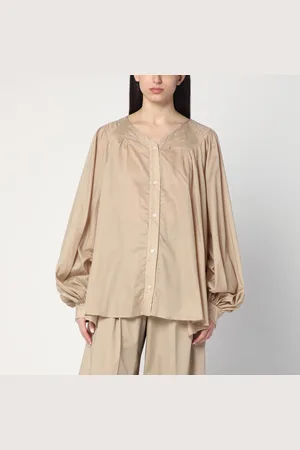 Thelatest Camicia ampia color sabbia semitrasparente