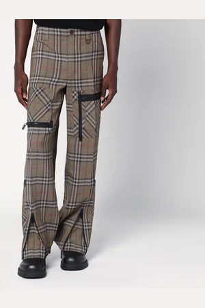 Burberry Pantalone cargo motivo Check in misto seta