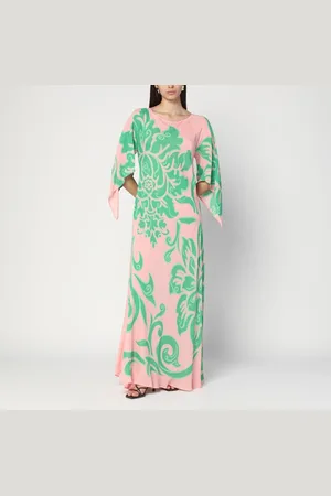 Etro Abito copricostume lungo rosa/verde in seta