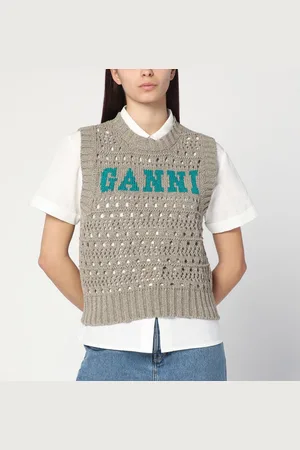 Ganni Gilet traforato con intarsio logo