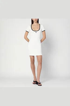Courrèges Mini abito bianco/nero in cotone
