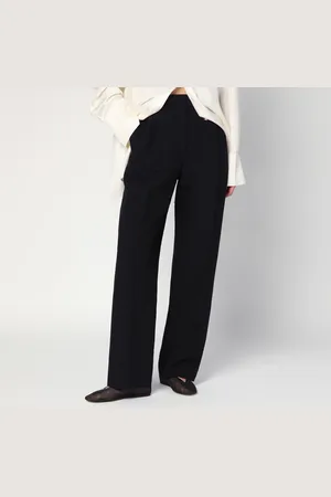 The Row Pantaloni Lilas neri in lana e lino
