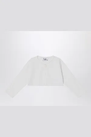 Il gufo Cardigan corto scaldacuore bianco latte
