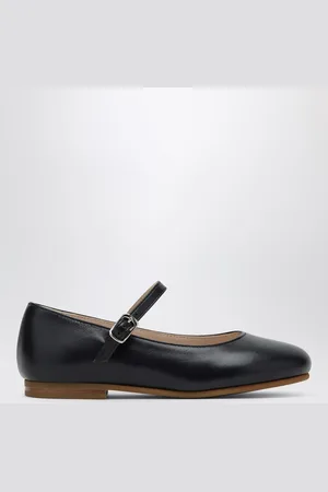 Il gufo Ballerine blu in pelle con cinturino