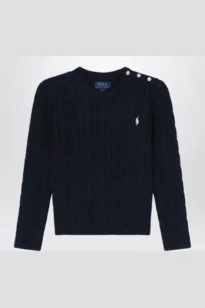 Ralph Lauren Maglione blu navy in cotone a trecce