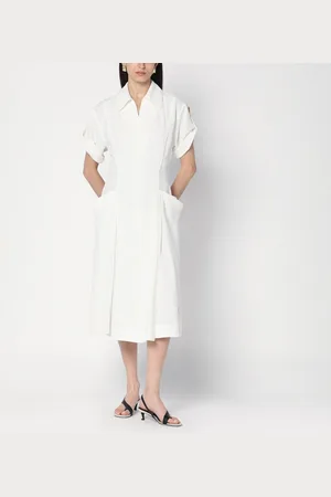 Bottega Veneta Abito midi avorio in misto lino