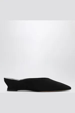 Le Monde Beryl Mule nera in suede con zeppa