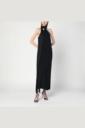‎Taller Marmo‎ Abito nero in crêpe cady con sciarpa