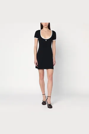 Courrèges Mini abito nero/bianco in cotone
