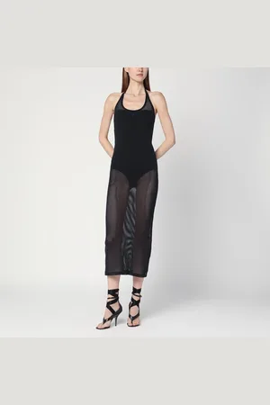 Courrèges Abito in rete nero in cotone