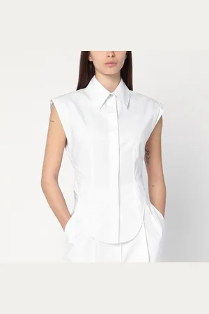 Sportmax Camicia smanicata bianca in cotone