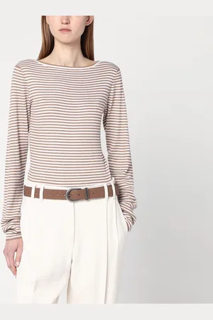 Brunello Cucinelli Maglia a righe Sparkling in cashmere e seta