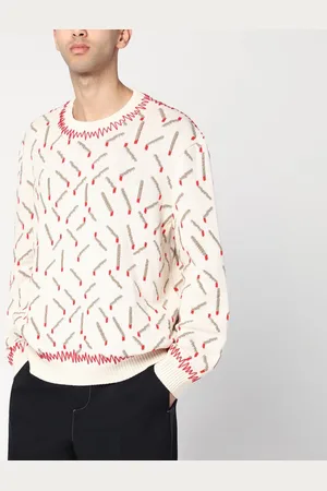 Bottega Veneta Maglione avorio con motivo a fiammiferi in jacquard