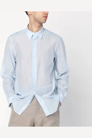 LARDINI Camicia azzurra in misto seta