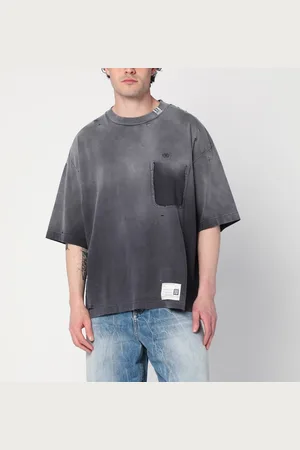 Maison Mihara Yasuhiro T-shirt nera slavata con usure