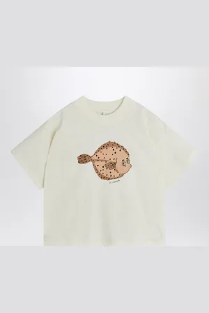 Mini Rodini T-shirt bianca con stampa Flundra