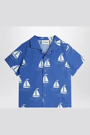 Mini Rodini Camicia blu con barche a vela