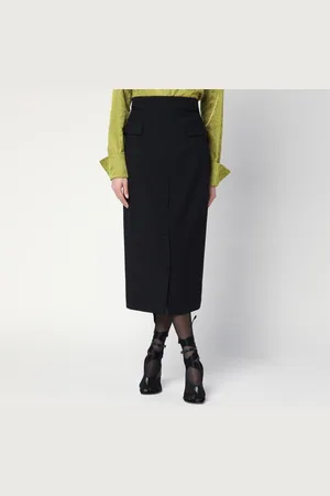 DRIES VAN NOTEN Gonna midi nera in lana e mohair
