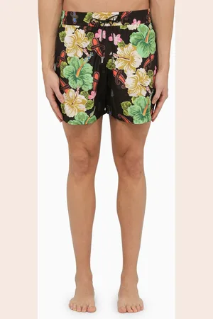 Etro Costume nero con stampa multicolore a fiori